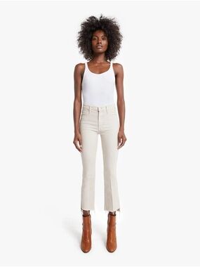 MOTHER • The Insider Crop Step Fray in Toasted Ivory/Chalk It Up